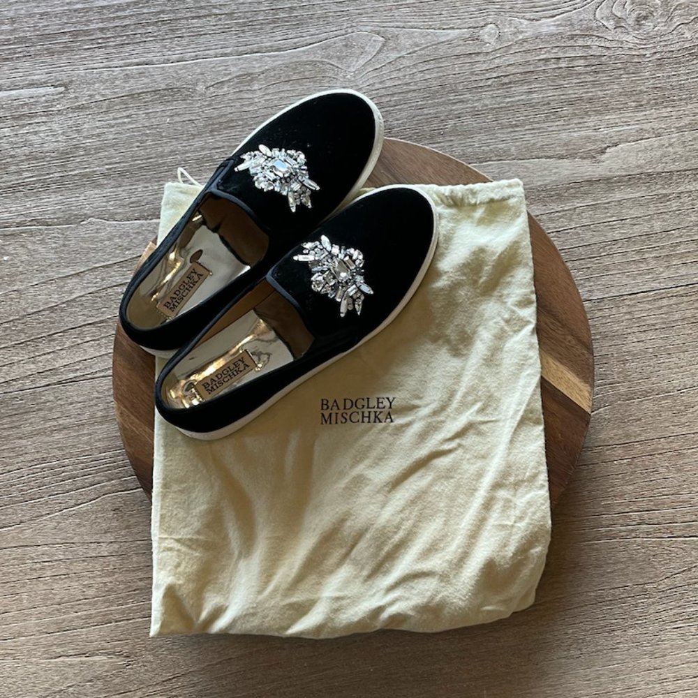 Badgley Mischka Barre Embellished Slip-on Sneakers